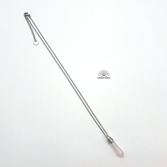 Rose Quartz Necklace | Stainless Steel - Picture 2 of 8